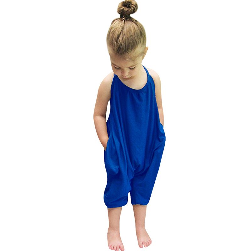 Lovely Trendy Pocket Patched Blue Girl One-piece Jumpsuit_Girls ...