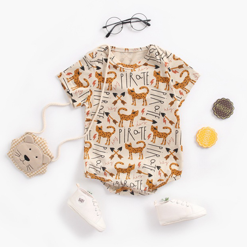 

Lovely Leisure Print Khaki Girl One-piece Romper