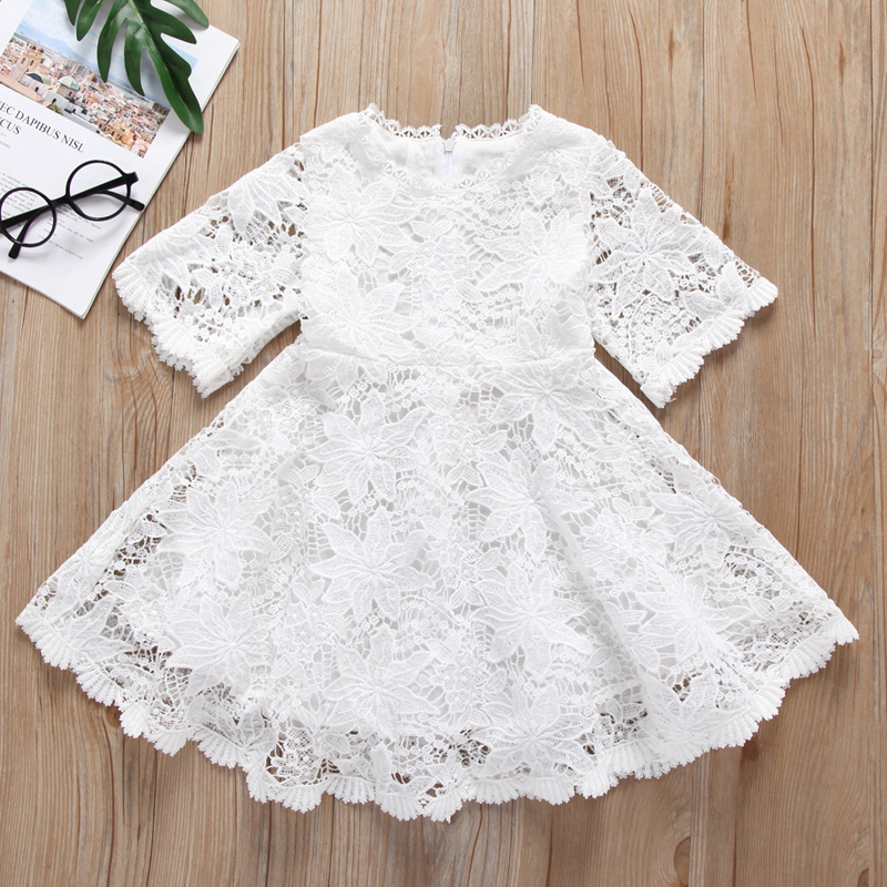 

Lovely Sweet Lace Hem White Girl Knee Length Dress