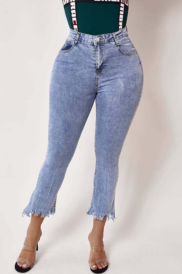 

Lovely Vintage Torn Edges Blue Jeans