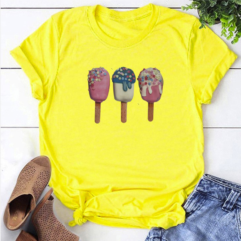 

Lovely Leisure O Neck Print Yellow T-shirt