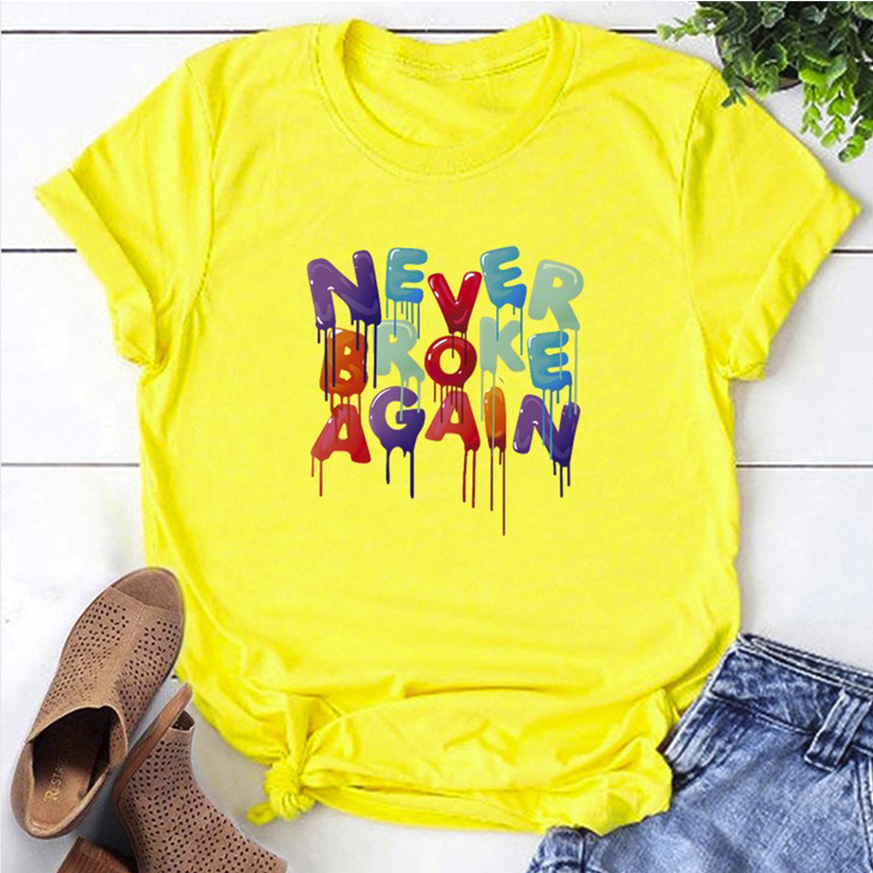 

Lovely Leisure O Neck Letter Print Yellow T-shirt