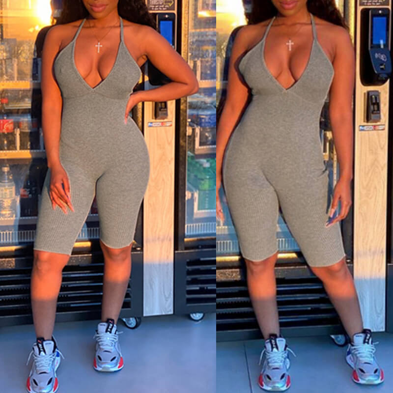 

Lovely Sportswear Basic Skinny Grey One-piece Romper