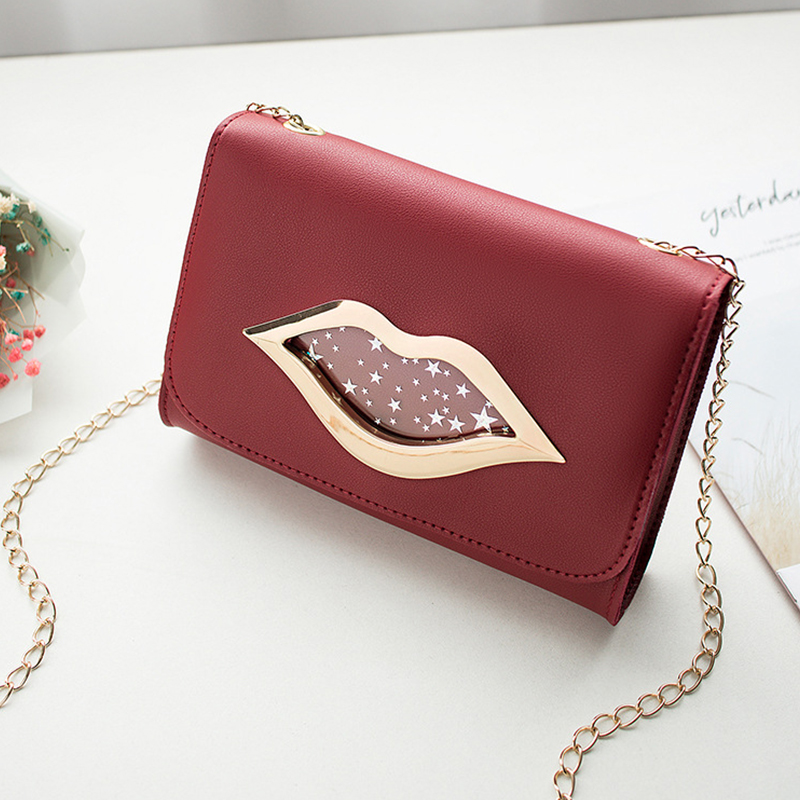 

Lovely Stylish Lip Print Red Messenger Bag