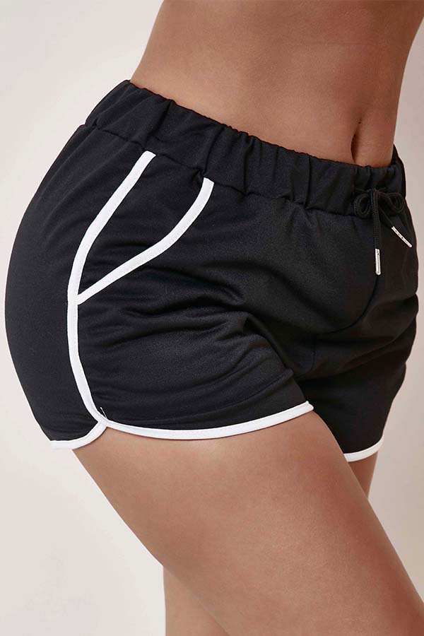 

Lovely Casual Patchwork Black Shorts