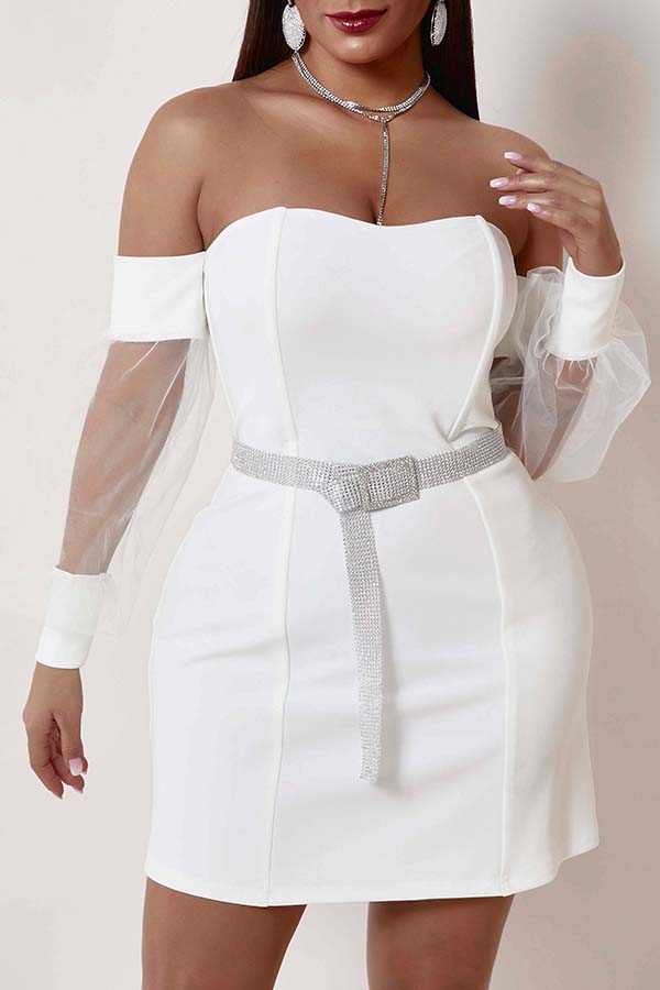 Lovely Trendy Patchwork White Mini Dress
