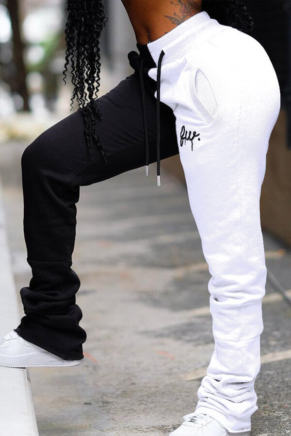 

LW Casual Patchwork White Pants