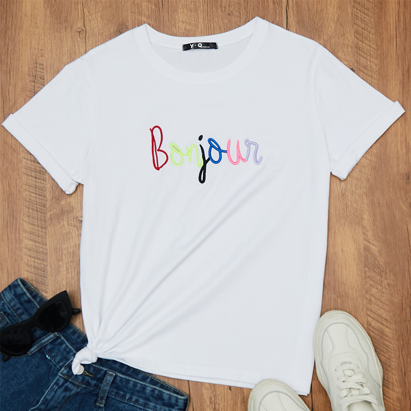 

Lovely Casual O Neck Letter White T-shirt