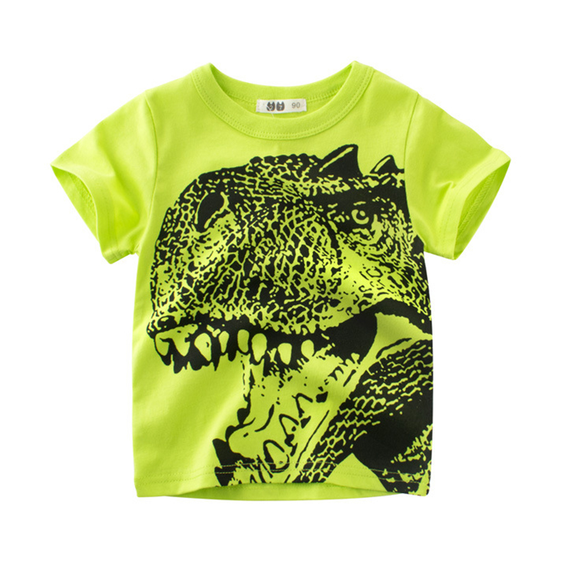 

Lovely Casual O Neck Cartoon Print Green Boy T-shirt