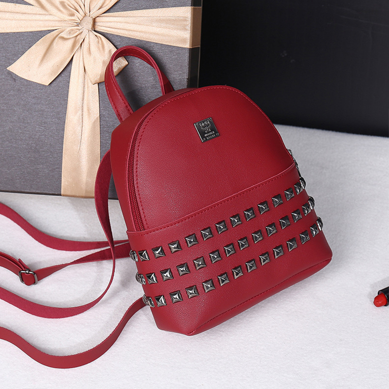 

Lovely Trendy Rivet Decorative Red Backpack
