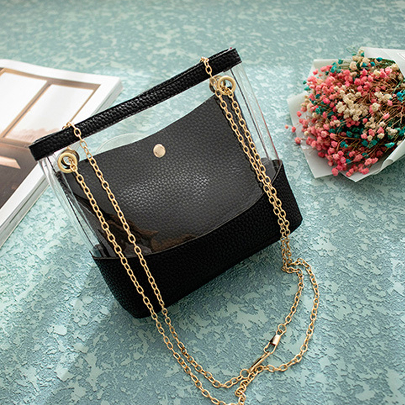 

Lovely Trendy See-through Black Crossbody Bag