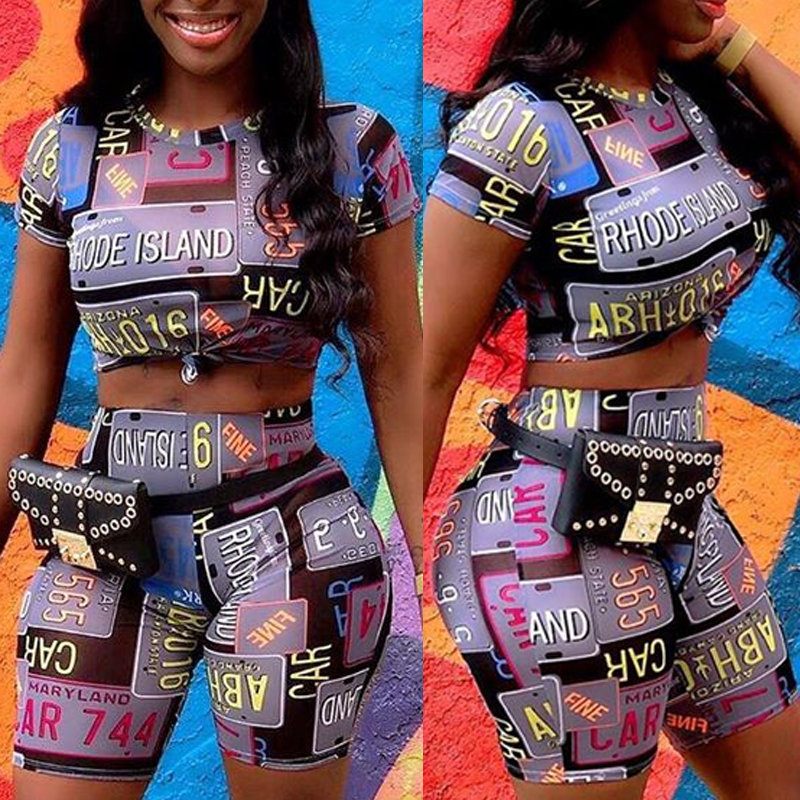 

Lovely Casual Letter Print Black Two-piece Shorts Set