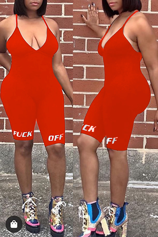 

Lovely Trendy Letter Jacinth One-piece Romper