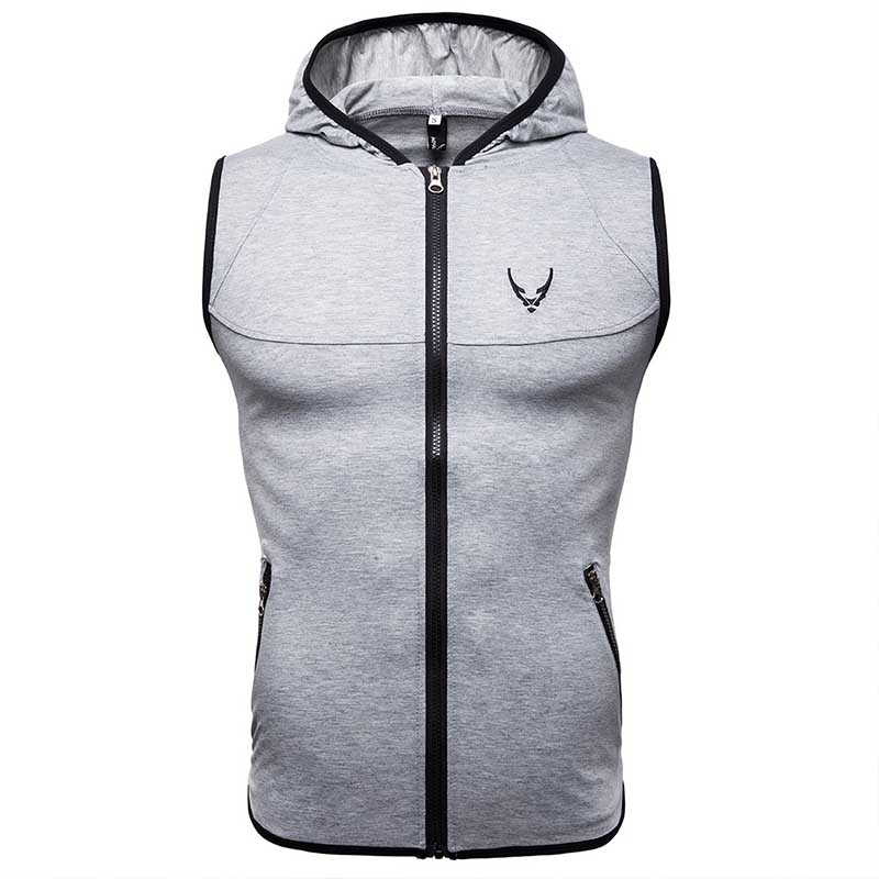 

Lovely Sportswear Zipper Design Grey Black Vest