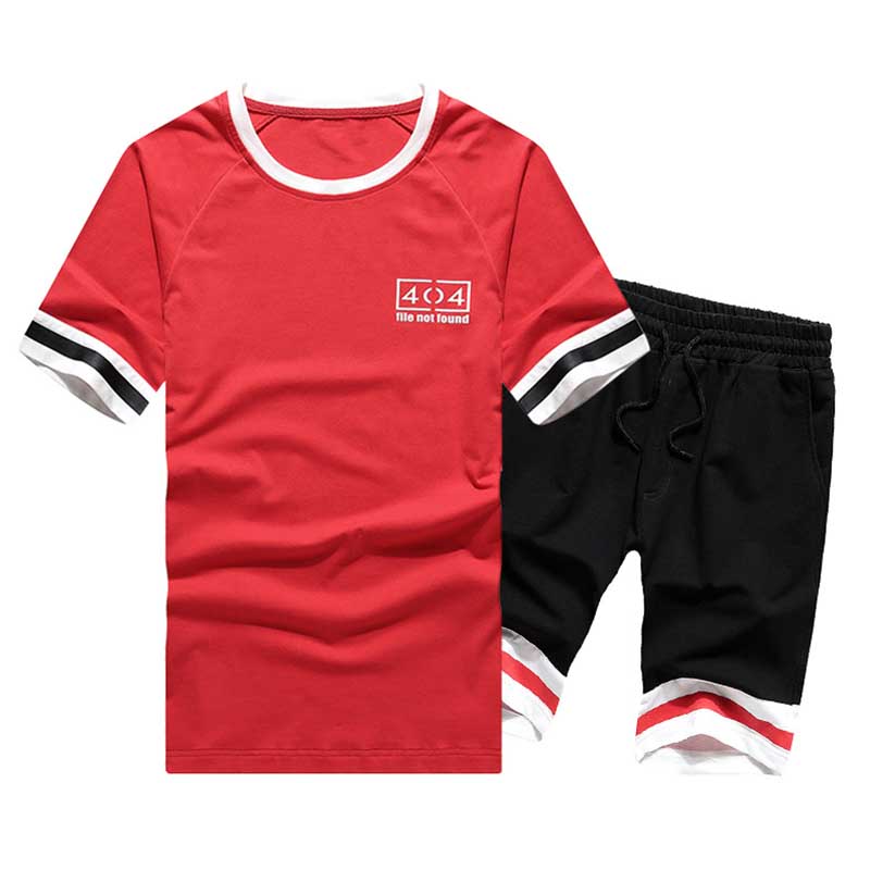 

Lovely Sportswear Patchwork Red Two-piece Shorts Set