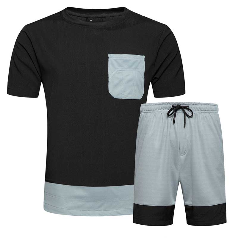 Lovely Leisure Patchwork Black Two-piece Shorts Set