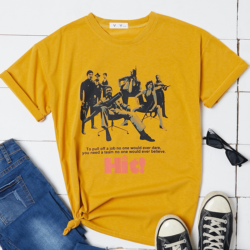 

Lovely Casual O Neck Print Yellow T-shirt