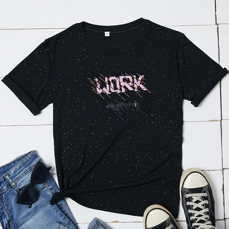 

Lovely Leisure O Neck Letter Print Black T-shirt