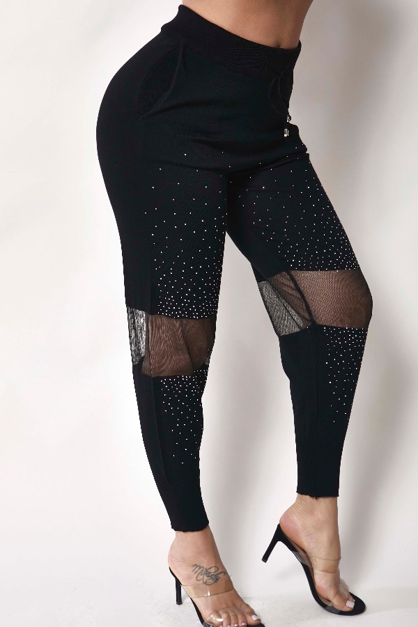 

Lovely Casual Patchwork Black Pants