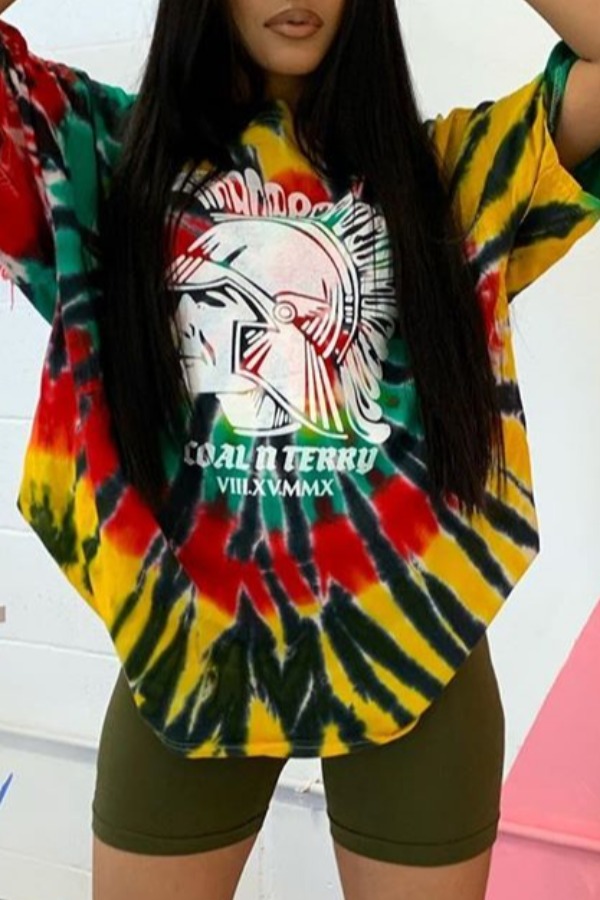 

Lovely Casual Print Green Two-piece Shorts Set