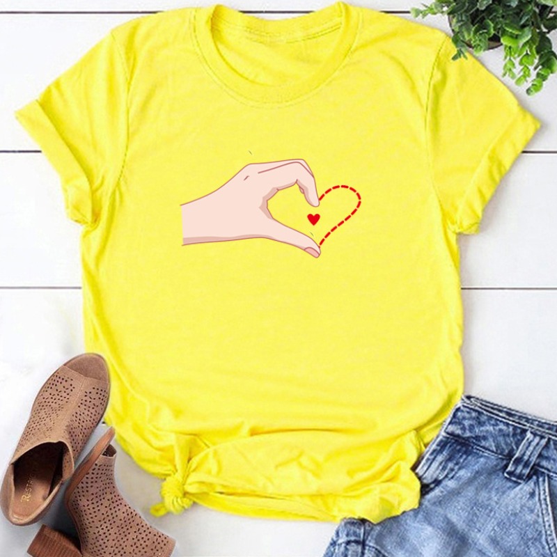 

Lovely Casual O Neck Cartoon Print Yellow T-shirt