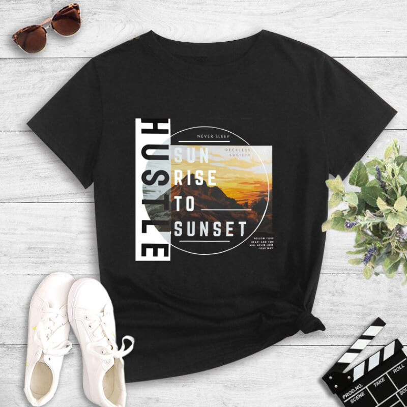 

Lovely Leisure O Neck Letter Print Black T-shirt