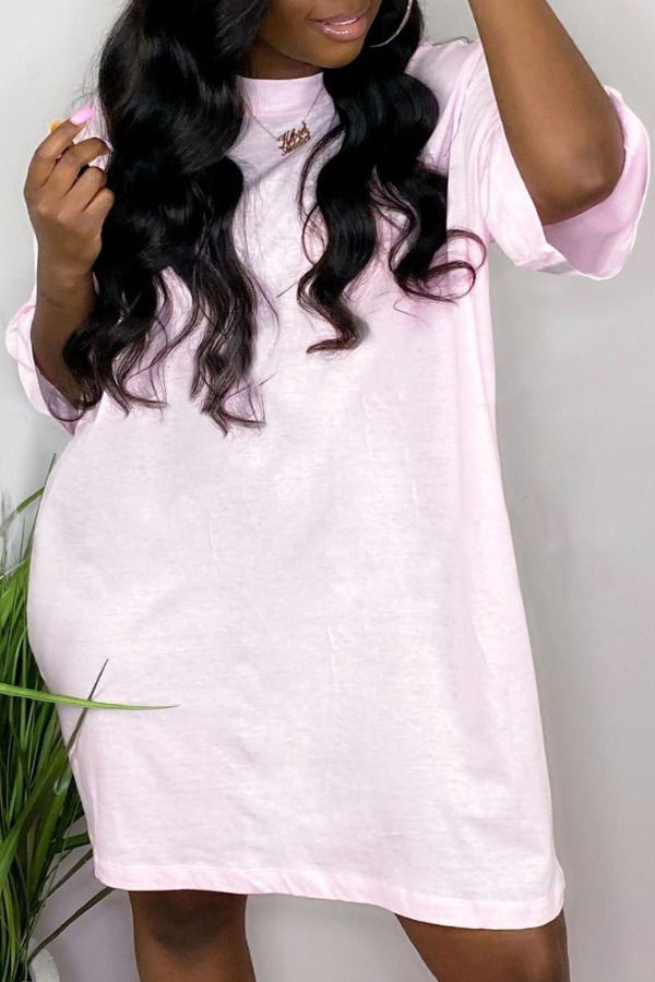 

Lovely Leisure Basic Pink Knee Length Dress
