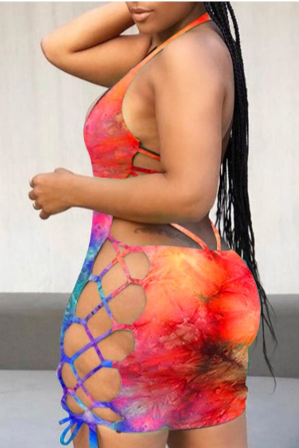 

Lovely Sexy Bandage Design Red Plus Size One-piece Romper