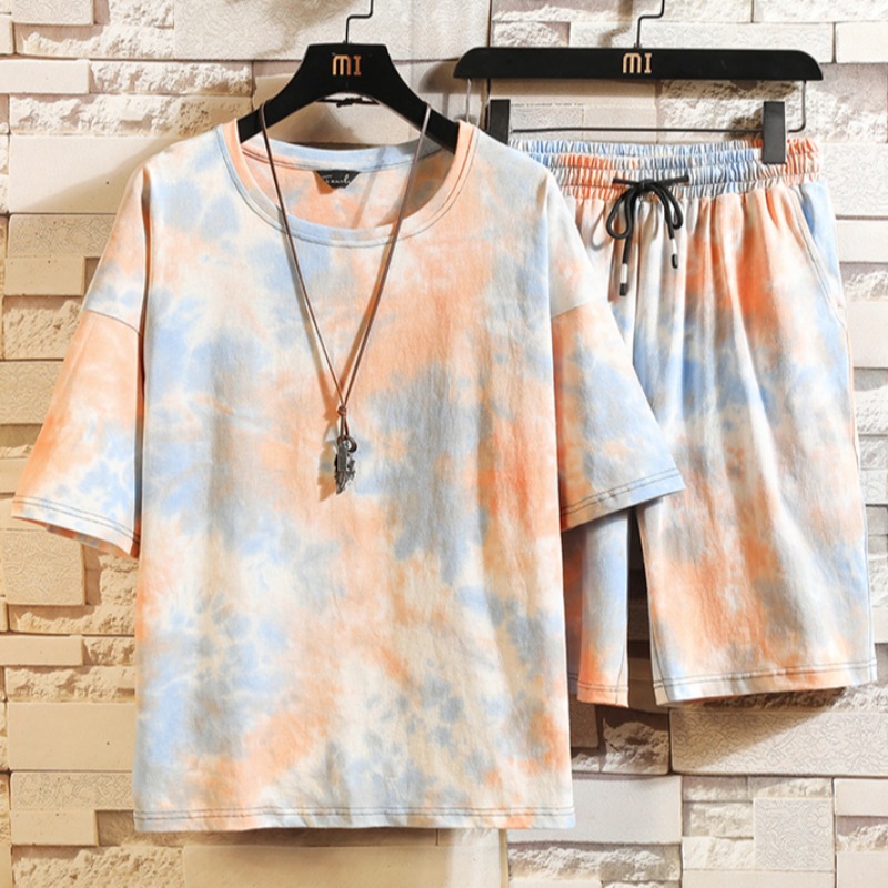 

Lovely Leisure Tie-dye Orange Two-piece Shorts Set