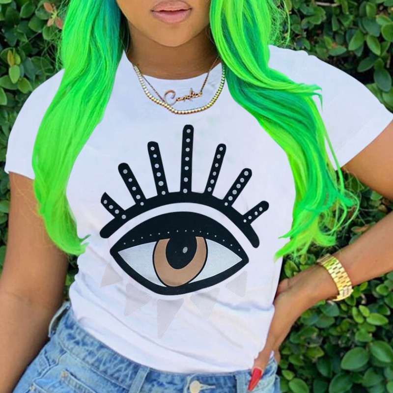 

Lovely Casual Eye Print Black T-shirt