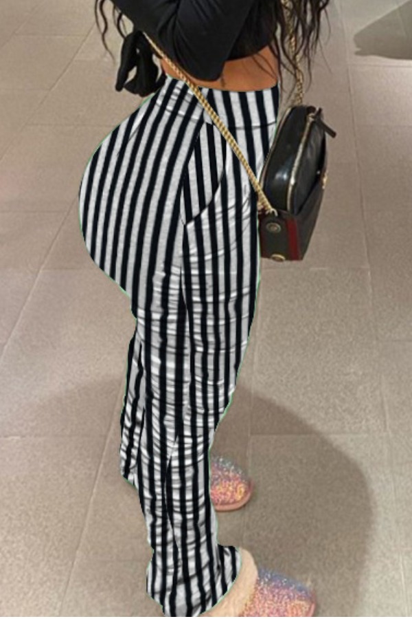 

Lovely Trendy Striped Black Pants, Black stripe