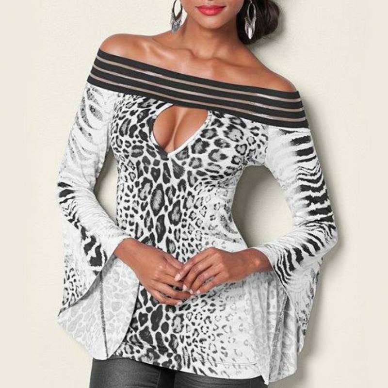 

Lovely Casual Print White Plus Size Blouse
