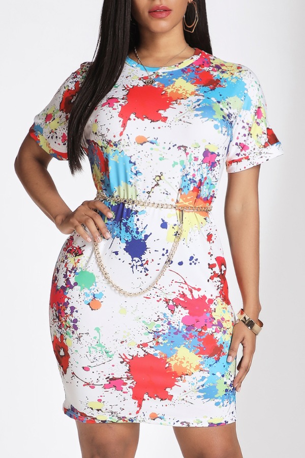 

Lovely Casual Print White Mini Dress