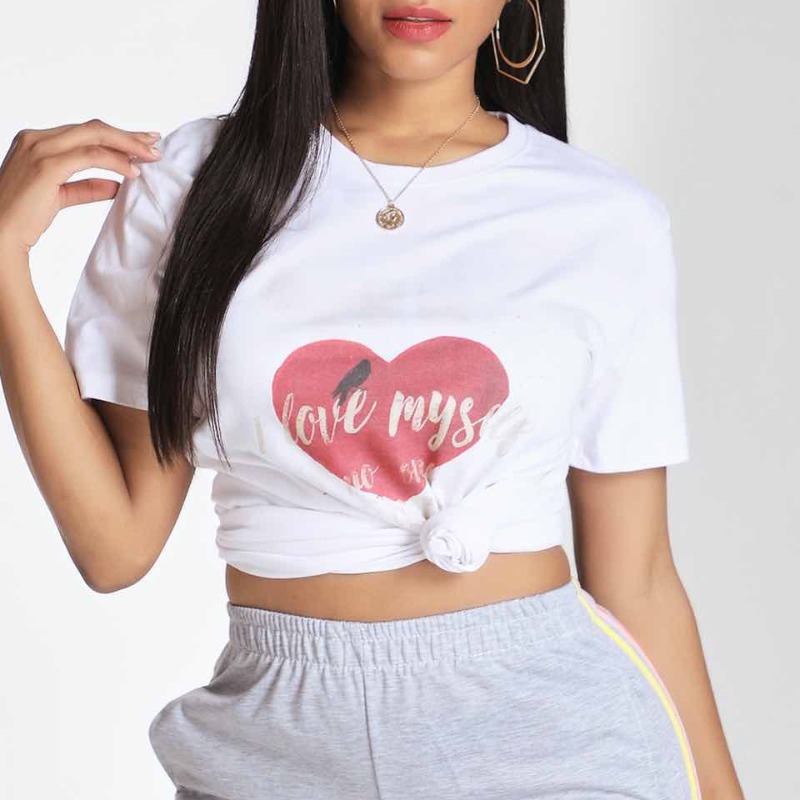 

Lovely Casual Letter Print White T-shirt