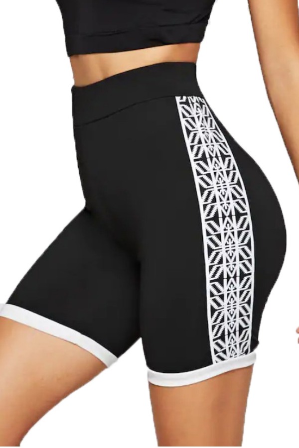 

Lovely Sportswear Patchwork Black Shorts