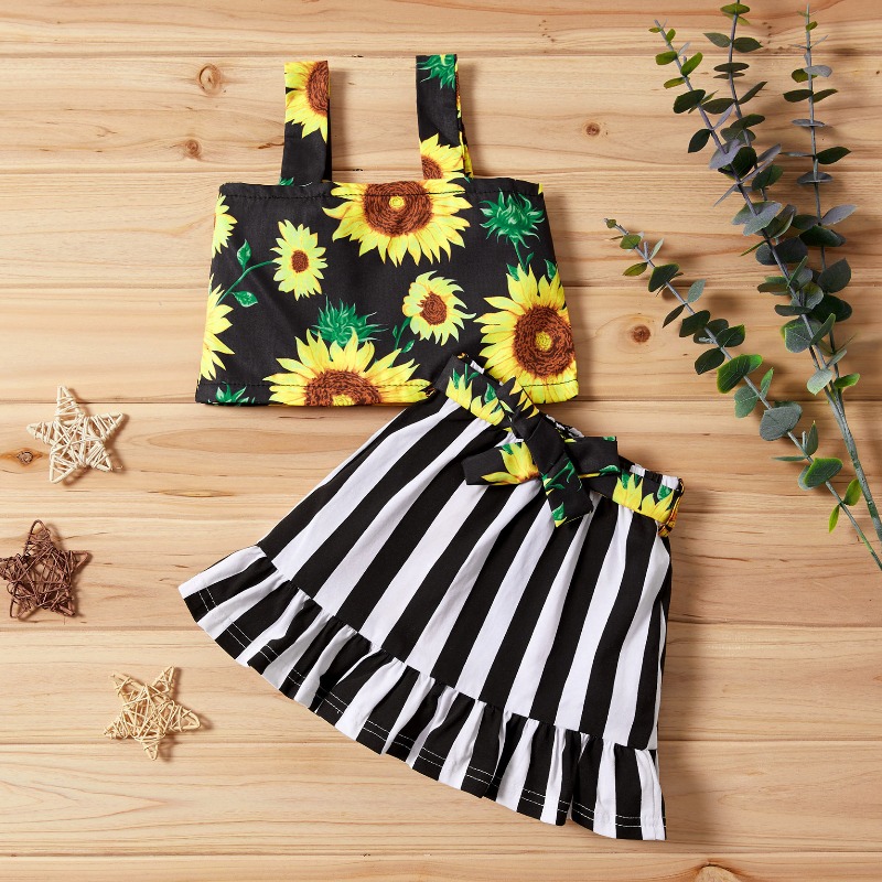 

Lovely Stylish Print Black Girl Two-piece Skirt Set