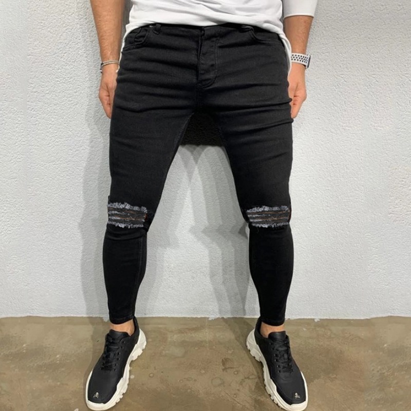 

Lovely Stylish Broken Holes Black Jeans