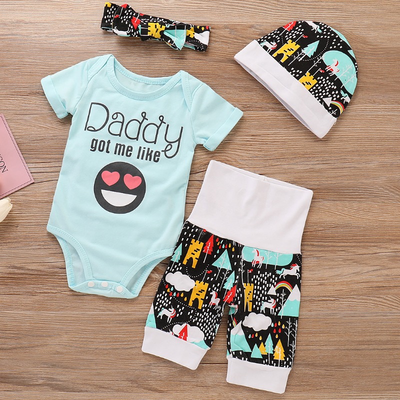 

Lovely Stylish Print Baby Blue Girl Two-piece Shorts Set