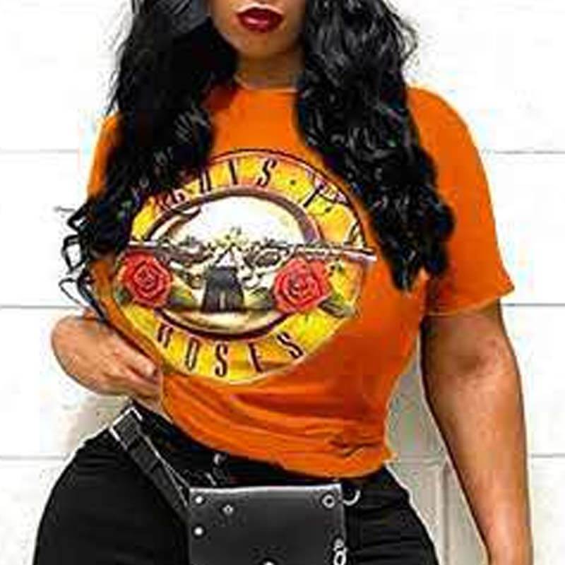 

Lovely Street O Neck Print Jacinth T-shirt