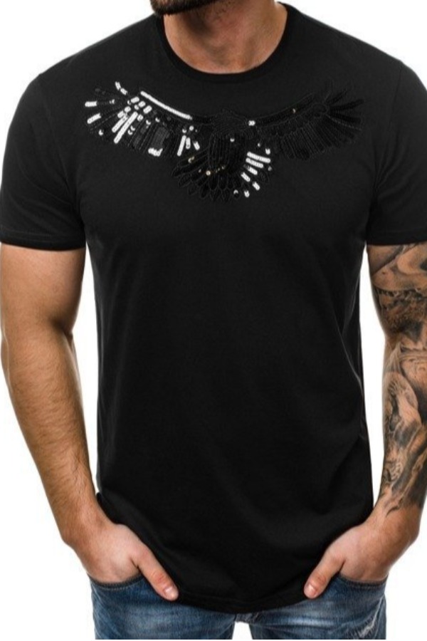 

Lovely Leisure Sequined Decorative Black T-shirt