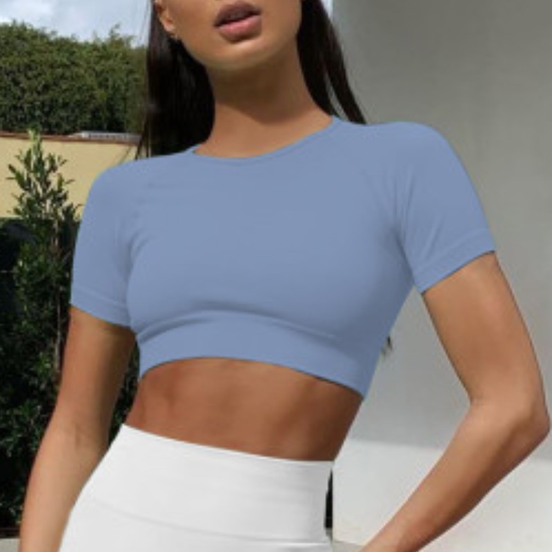 

Lovely Casual O Neck Skinny Blue T-shirt