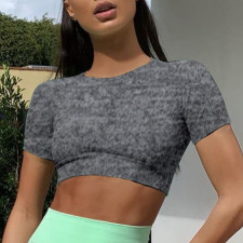 

Lovely Casual O Neck Skinny Grey T-shirt