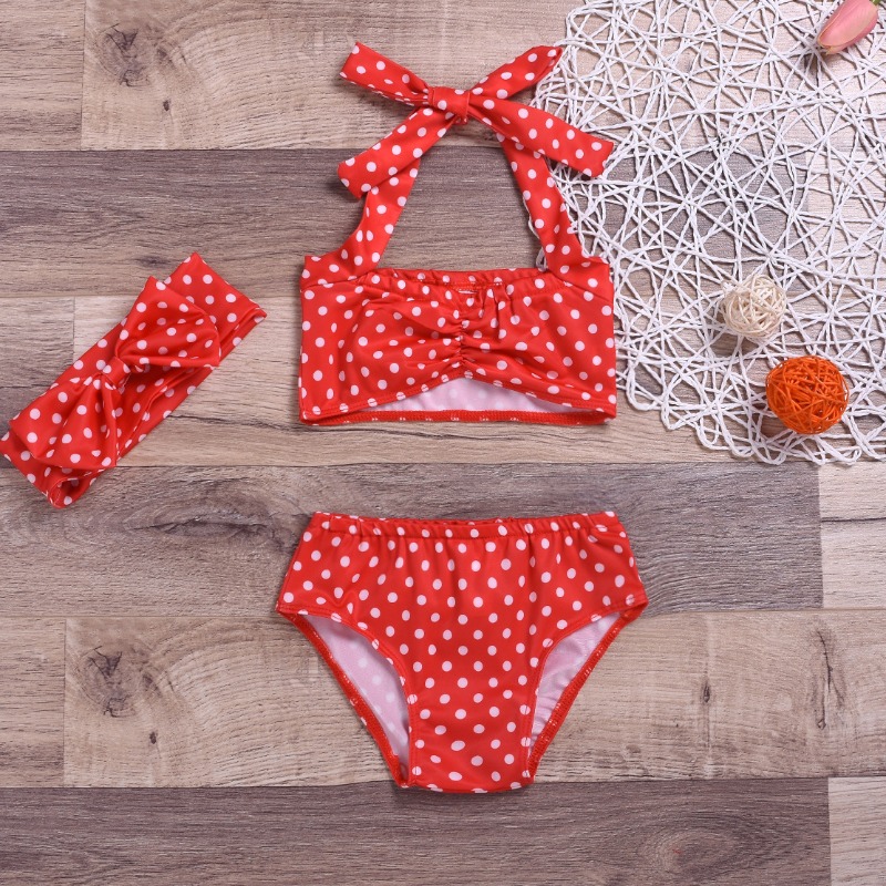 

Lovely Dot Print Red Girl Two-piece Swimsuit
