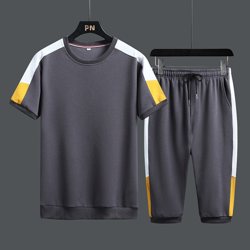 

Lovely Sportswear Patchwork Grey Two-piece Shorts Set