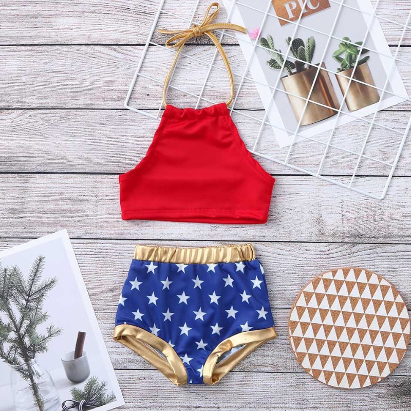 

Lovely Print Red Girl Two-piece Swimsuit