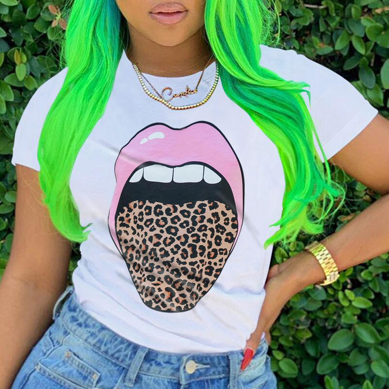 

Lovely Casual Lip Print Pink T-shirt
