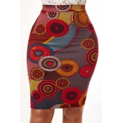 Lovely PBohemian Print Dull Red Skirt