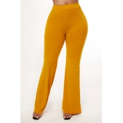 Lovely Casual Basic Yellow Pants