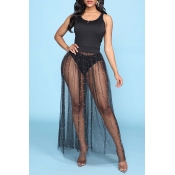 Lovely Sexy See-through Black Ankle Length Dress