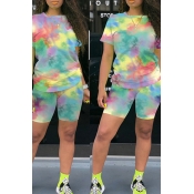 Lovely Casual Print Multicolor Two-piece Shorts Se